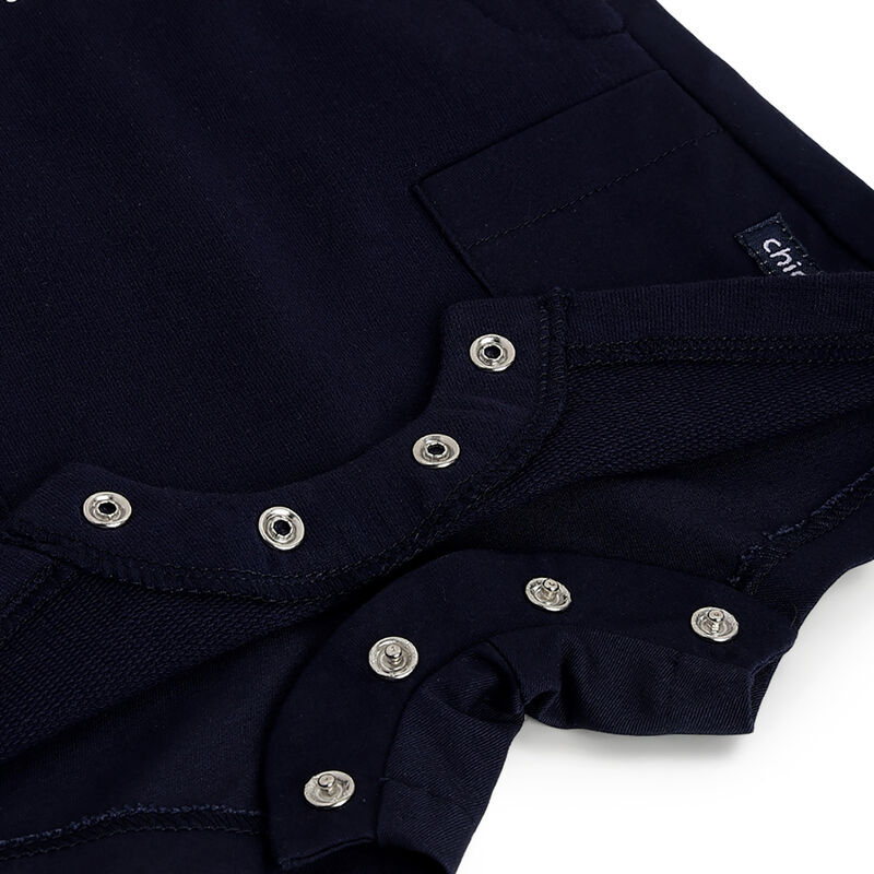 Boys Dark Blue Printed Short Dungaree image number 3